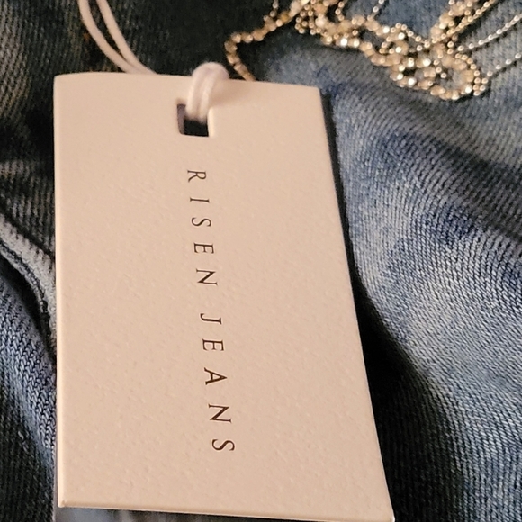 Risen Dolly High Rise Flare Jeans Rhinestones Crystals Tassels - Picture 13 of 14